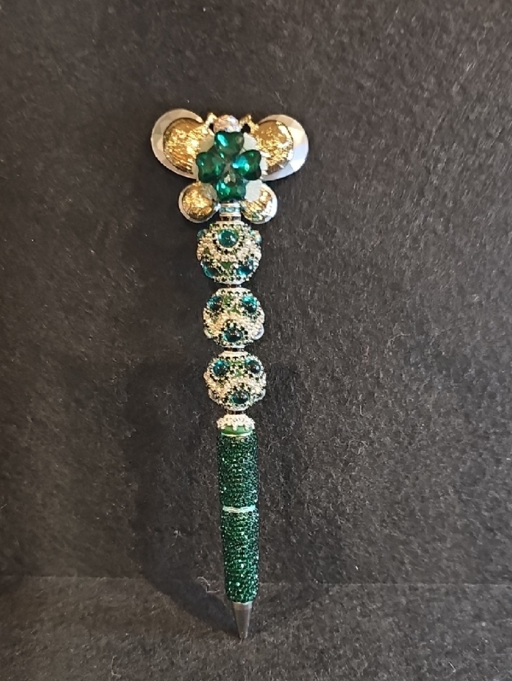 Emerald Butterfly Luxe Rhinestone  ✨💚 Statement Beaded Pen - Picture 3 of 7